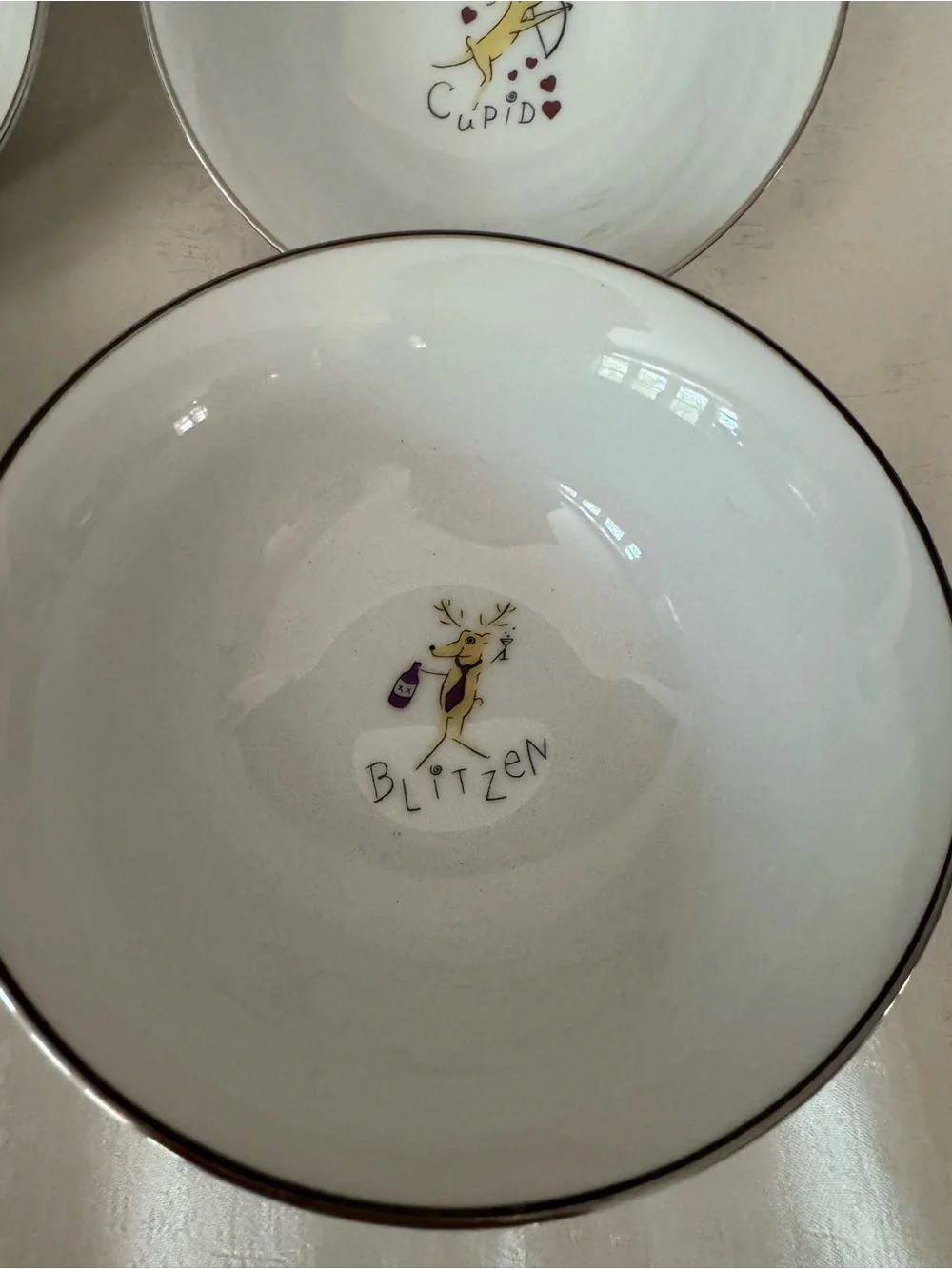 Vintage Pottery Barn Reindeer Cereal Bowls - Set of 4
